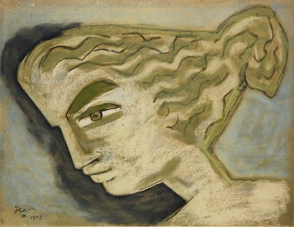 Jean Cocteau : Profilo  (1955)  - Tecnica mista su carta - Asta Autori dell'800-900, Arte moderna e contemporanea - I - Galleria Pananti Casa d'Aste