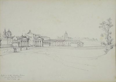 Entrata del Giardino Borghese da Porta del Popolo e il Ponte di Rialto a Venezia