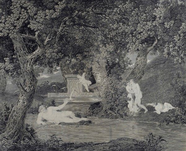 Anonimo, XIX Sec. - Giardino con Figure, 1801