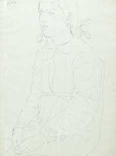 Marcello Guasti : young girl  (1950)  - Ink on paper - Auction MODERN  ART - TUSCANY AUTHORS - Galleria Pananti Casa d'Aste