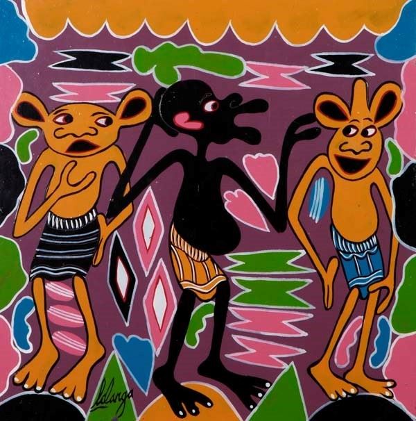 Georges Lilanga : Sikilizeni leo sikubali tutaendawote  - Olio su faesite - Asta Arte Moderna e Contemporanea - III - Galleria Pananti Casa d'Aste