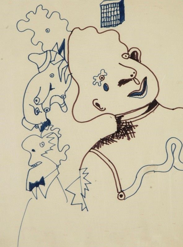 Luca Alinari : Figure  - Pennarelli su carta - Asta Arte Moderna e Contemporanea - Galleria Pananti Casa d'Aste