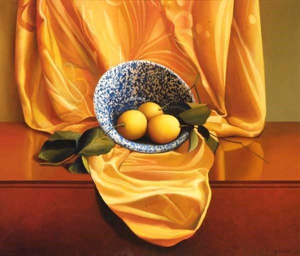 Sandra Batoni : Lemons  (2003)  - Oil on plywood - Auction MODERN  ART - TUSCANY AUTHORS - Galleria Pananti Casa d'Aste