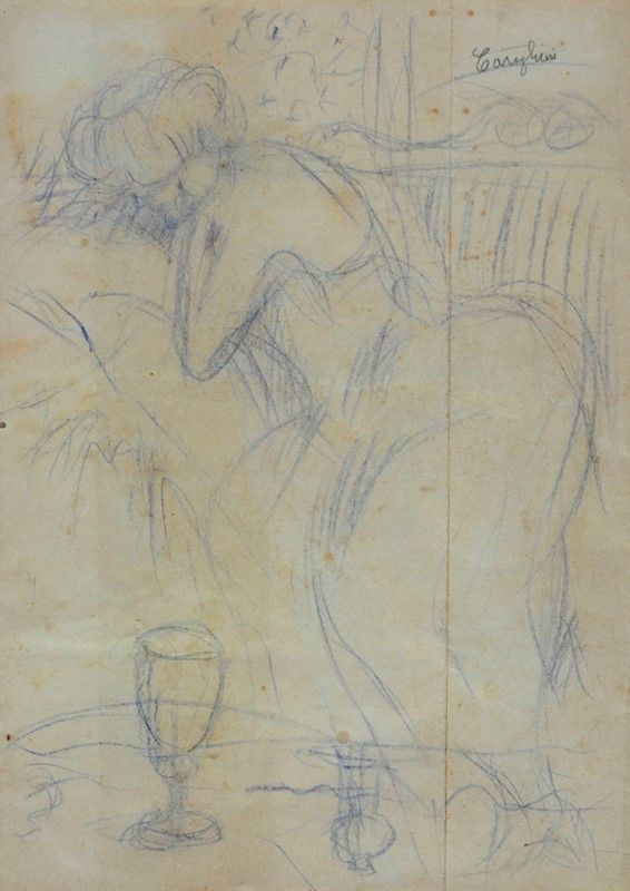 Mario Cavaglieri : Figura di donna  - Matita su carta - Asta Arte Moderna e Contemporanea Grafica ed Edizioni - Galleria Pananti Casa d'Aste