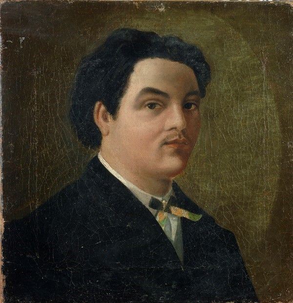 Anonimo, XIX sec. : Volto di uomo  - Olio su tela - Asta AUTORI DEL XIX E XX SEC - Galleria Pananti Casa d'Aste