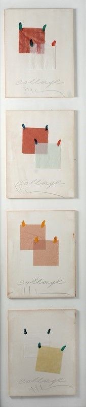Aldo Mondino : Collage  ((anni '60))  - Tecnica mista e collage su carta riportata su tavola - Auction STORART: Dipinti, oggetti, arredi dal XVII al XX sec. - III - Galleria Pananti Casa d'Aste