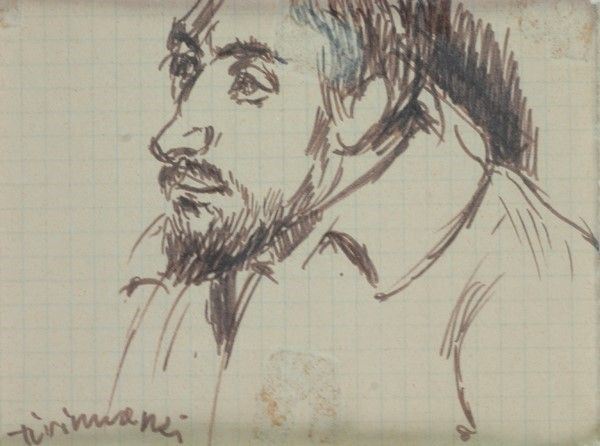 Nino Tirinnanzi : Ritratto  - China su carta - Asta ASTA A TEMPO - Autori dell'800-900, Moderni e Contemporanei, Grafica ed Edizioni - I - Galleria Pananti Casa d'Aste