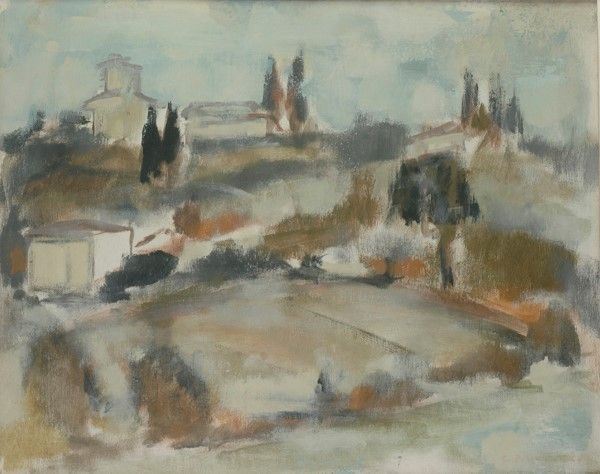 Giorgio Polikratys : Paesaggio a Marignolle  (1964)  - Olio su tela - Auction STORART: Dipinti, oggetti, arredi dal XVII al XX sec. - II - Galleria Pananti Casa d'Aste