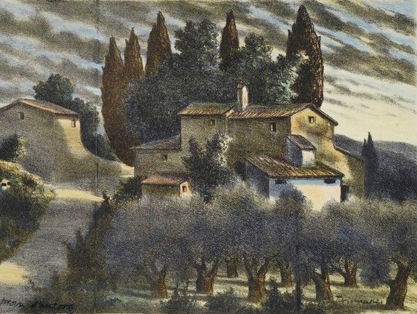 Nino Tirinnanzi : Paesaggio  - Litografia - Asta Grafica ed edizioni - Galleria Pananti Casa d'Aste