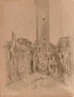 Italo Cremona : Rovine di Borgo San Jacopo  - Matita su carta, - Auction ASTA A TEMPO - Autori dell'800-900, Moderni e Contemporanei, Grafica ed Edizioni - I - Galleria Pananti Casa d'Aste