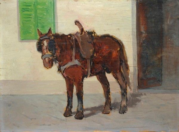 Giovanni Bartolena : Cavallo  - Olii su tavola - Auction Autori dell'800 e 900 - Galleria Pananti Casa d'Aste
