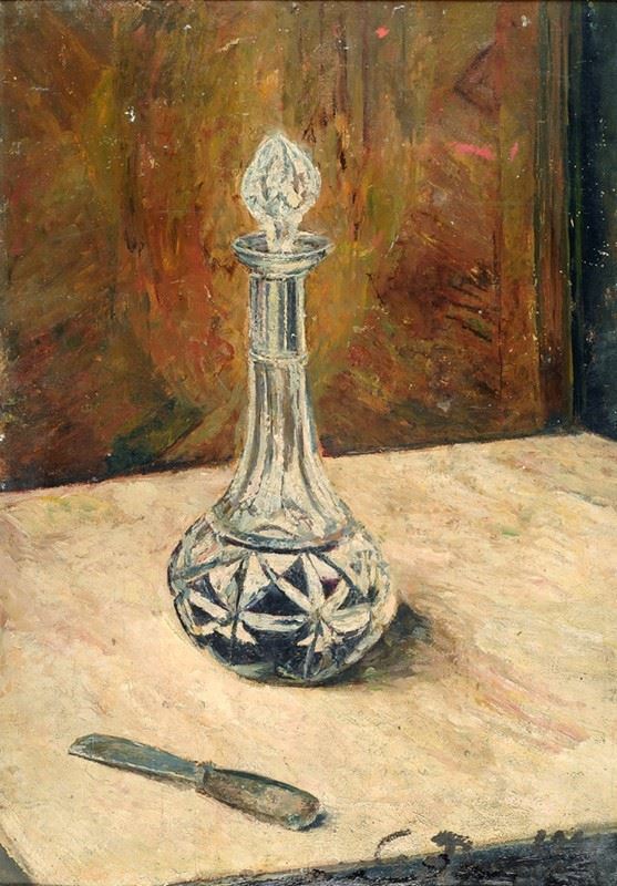 Guido Borgianni : Crystal bottle  (1941)  - Oil painting on canvas - Auction MODERN  ART - TUSCANY AUTHORS - Galleria Pananti Casa d'Aste