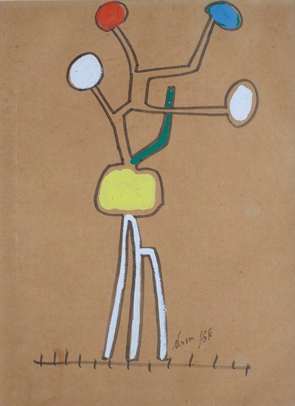 Gianni Dova : Senza titolo  (1954)  - Tecnica mista su carta riportata su tela - Asta Autori dell'800-900, Grafica ed Edizioni - I - Galleria Pananti Casa d'Aste