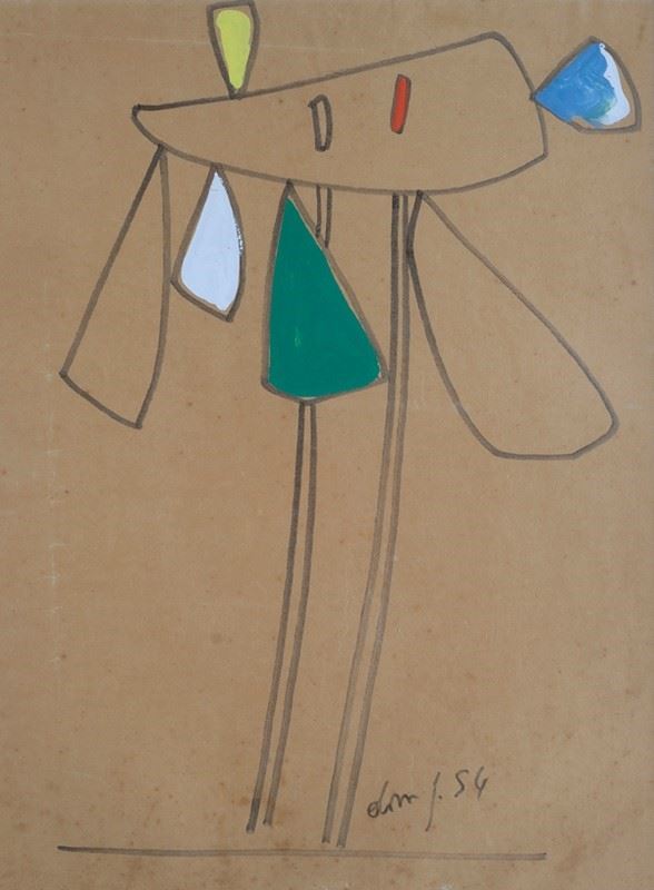 Gianni Dova : Without title  (1954)  - Mixed media on paper transferred to canvas - Auction CONTEMPORARY ART - Galleria Pananti Casa d'Aste