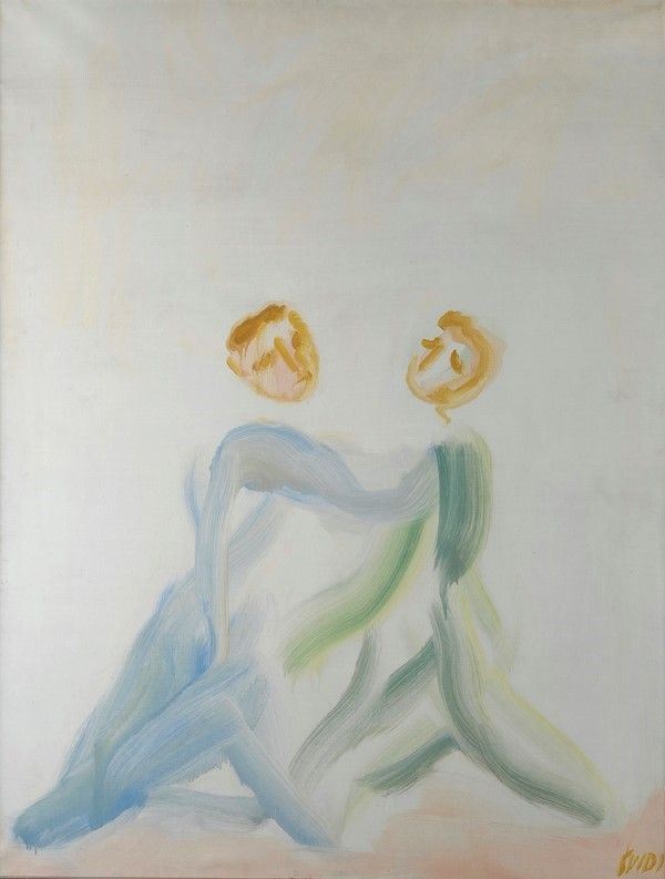 Virgilio Guidi : L'incontro  (1965)  - Olio su tela - Asta Arte Moderna e Contemporanea Grafica ed Edizioni - Galleria Pananti Casa d'Aste