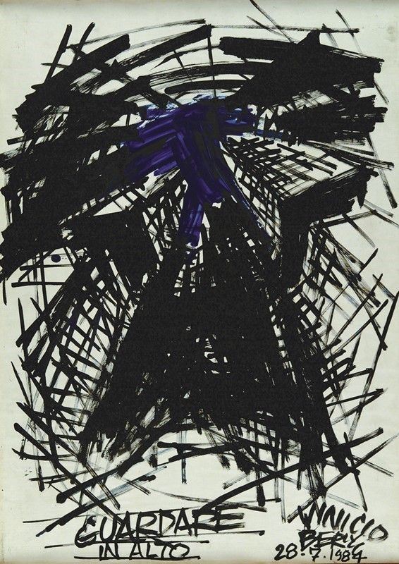 Vinicio Berti : Guardare in alto, 1984  - Acrilico su carta riportata su tela - Auction Arte Moderna e Contemporanea - II - Galleria Pananti Casa d'Aste
