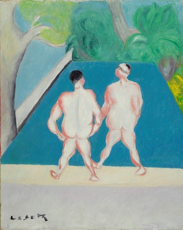 Giuseppe Cesetti : La piscina  (anni '80)  - Olio su tela - Asta Arte Moderna e Contemporanea Grafica ed Edizioni - Galleria Pananti Casa d'Aste