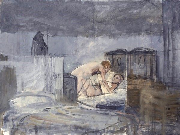 Alberto Sughi : Tema dell'amore-Immaginazione e memoria della famiglia  (1981)  - Olio su tela - Asta Arte Moderna e Contemporanea Grafica ed Edizioni - Galleria Pananti Casa d'Aste