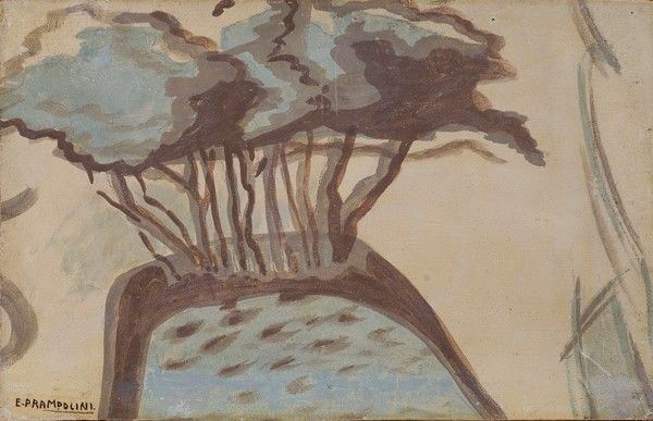 Enrico Prampolini : Alberi  ((1945))  - Olio su compensato - Auction Arte Moderna e Contemporanea Grafica ed Edizioni - Galleria Pananti Casa d'Aste