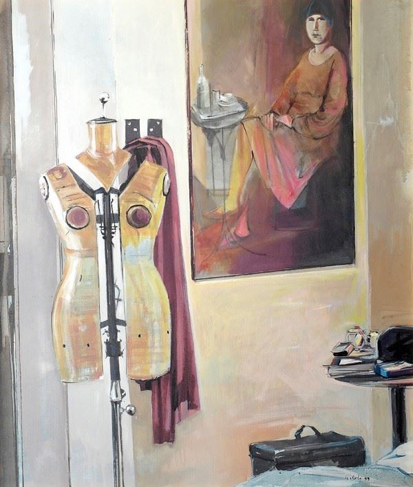 Giuseppe Celi - Interior with mannequin and painting