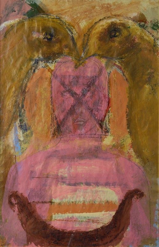 Bruno Ceccobelli : Senza titolo  - Tecnica mista su carta - Auction ASTA A TEMPO - Autori dell'800-900, Moderni e Contemporanei, Grafica ed Edizioni - I - Galleria Pananti Casa d'Aste