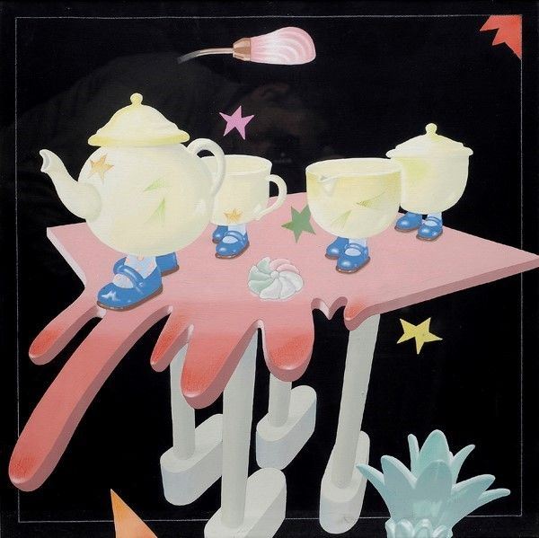 Luca Alinari : Il servito  (anni '70)  - Acrilico su tela - Auction Autori dell'800 e 900 - Galleria Pananti Casa d'Aste