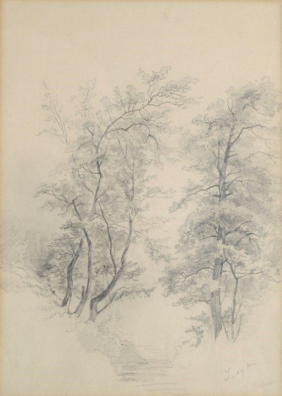 Constant Troyon - Alberi e ruscello