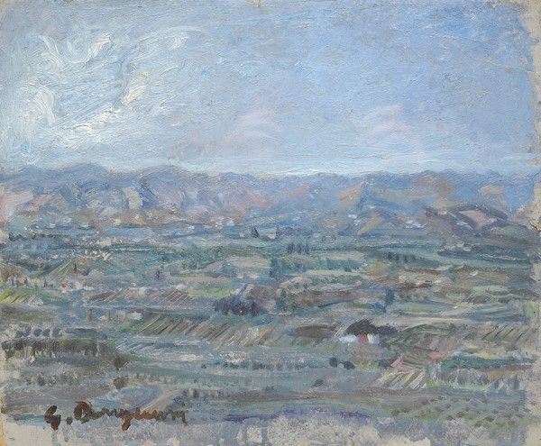 Guido Borgianni : Campagna toscana  - Olio su cartone - Auction ASTA A TEMPO - Autori dell'800-900, Moderni e Contemporanei, Grafica ed Edizioni - I - Galleria Pananti Casa d'Aste