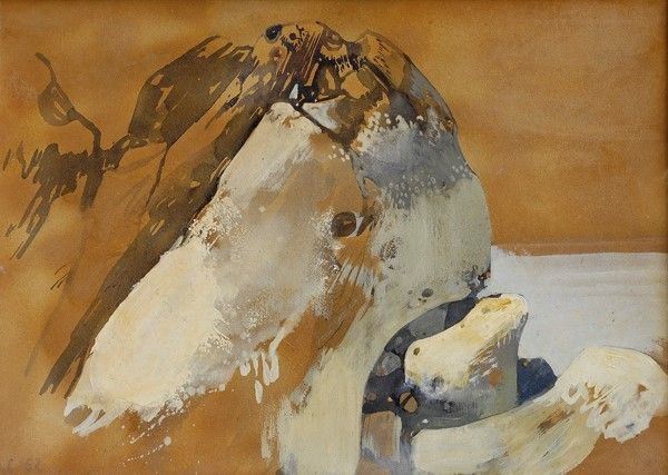 Leonardo Cremonini : Le pietre al mare  (1962)  - Tempera su carta - Asta Arte Moderna e Contemporanea Grafica ed Edizioni - Galleria Pananti Casa d'Aste