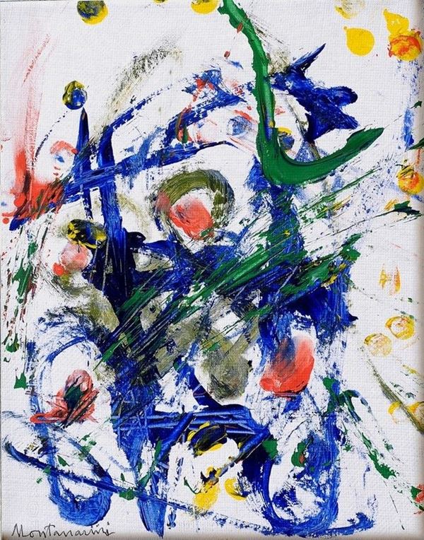 Luigi Montanarini : Composizione astratta  (1984)  - Olio su carta intelata - Asta Arte Moderna e Contemporanea - II - Galleria Pananti Casa d'Aste