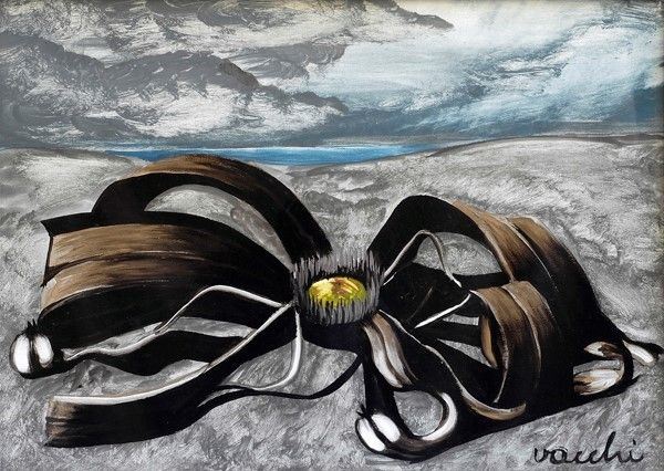 Sergio Vacchi : Fiore del pianeta  (1971)  - Olio su tela - Asta Arte Moderna e Contemporanea Grafica ed Edizioni - Galleria Pananti Casa d'Aste