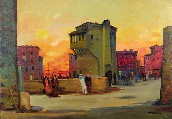 Renato Natali : Vecchia Livorno  ((1959))  - Olio su tela - Auction Arte Contemporanea, Grafica ed Edizioni - I - Galleria Pananti Casa d'Aste
