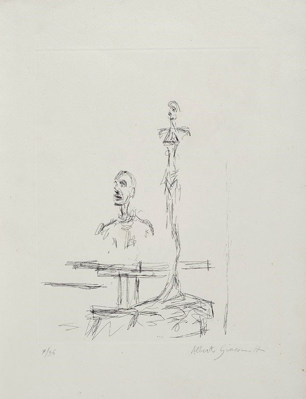 Alberto Giacometti : Dans l'atelier  (da Paroles peintes)  (1965)  - Acquaforte - Asta Arte Moderna e Contemporanea Grafica ed Edizioni - Galleria Pananti Casa d'Aste
