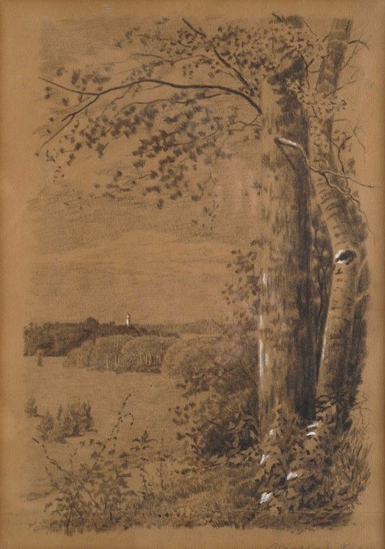 Anonimo, XIX sec. - Paesaggio con alberi