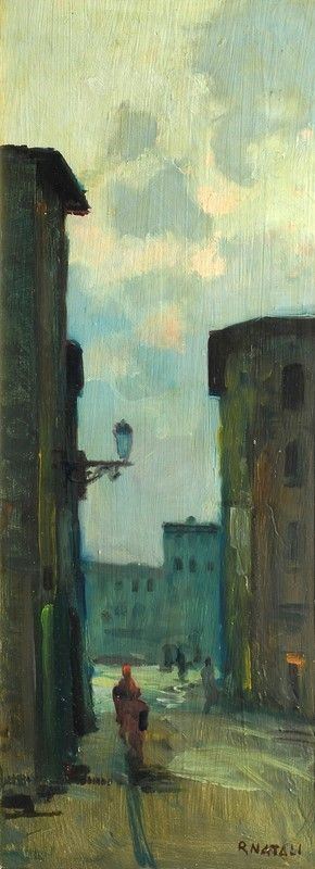 Renato Natali : Scorcio di Livorno  - Olio su tavola - Auction Autori dell'800-900, Grafica ed Edizioni - I - Galleria Pananti Casa d'Aste