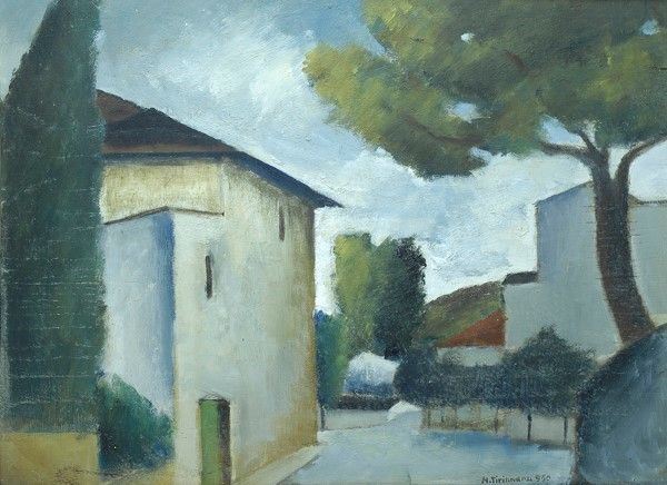 Nino Tirinnanzi : Case  (1950)  - Olio su compensato - Auction Autori dell'800-900, Grafica ed Edizioni - I - Galleria Pananti Casa d'Aste