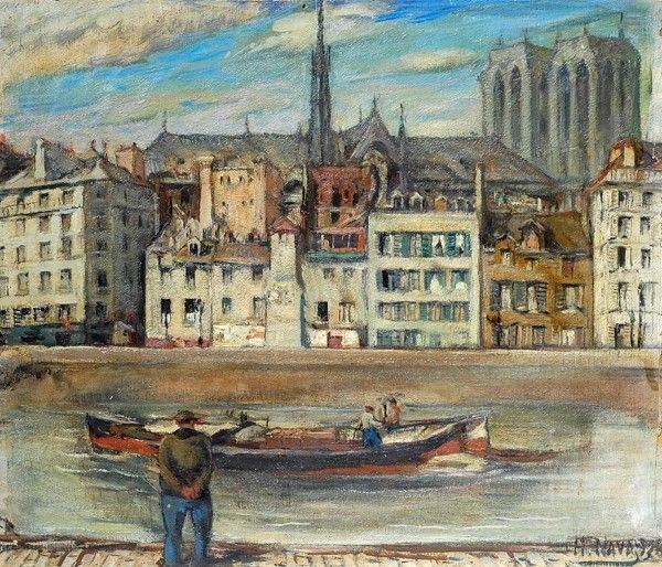 Aldo Nava - Veduta di Parigi Lungo la Senna