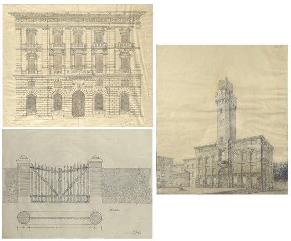 Tre disegni di architetture  - Asta Antiquariato - Galleria Pananti Casa d'Aste