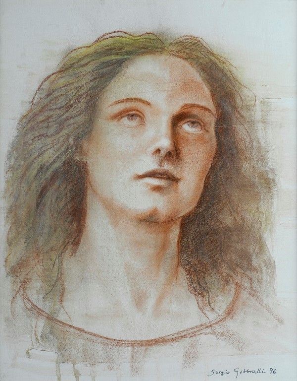 Sergio Gabbrielli : Volto  (1996)  - Sanguigna su carta - Auction DISEGNI DAL XIX AL XX SEC - Galleria Pananti Casa d'Aste