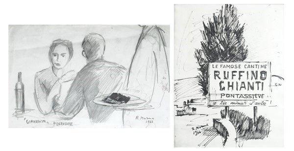 Rodolfo Marma : Coppia di disegni  (1966)  - Matita su carta; China su carta - Asta AUTORI DEL XIX E XX SEC - Galleria Pananti Casa d'Aste