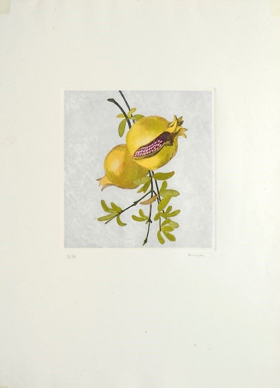 Swietlan Kraczyna : Melograni  (1990)  - Litografia a colori - Auction STORART: Dipinti, oggetti, arredi dal XVII al XX sec. - II - Galleria Pananti Casa d'Aste