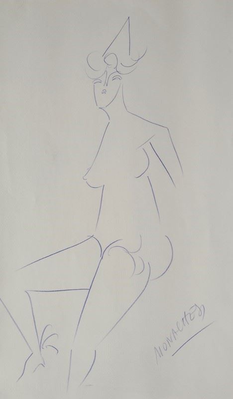 Sante Monachesi : Figura  - Matita su carta - Asta STORART: Dipinti, oggetti, arredi dal XVII al XX sec. - II - Galleria Pananti Casa d'Aste