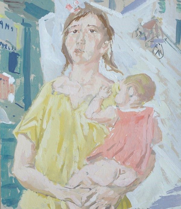 Virgilio Carmignani : Maternità  (1982)  - Tempera su carta - Asta Arte Moderna e Contemporanea, Edizioni e Grafica - I - Galleria Pananti Casa d'Aste