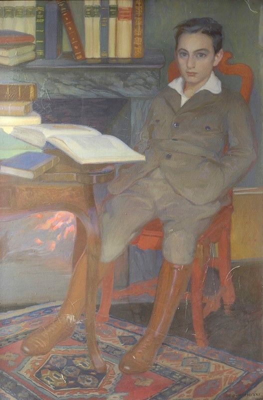 Ezio Giovannozzi : Ritratto di ragazzo  - Olio su tela - Asta Antiquariato - Galleria Pananti Casa d'Aste