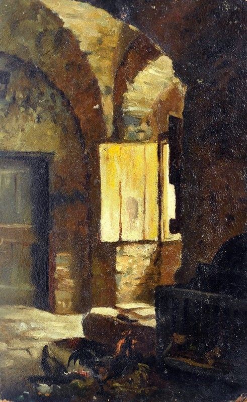 Alfredo Giovannozzi - Interno con galletto