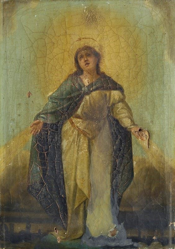 Anonimo, inizi XIX sec. : Madonna  - Oil painting on canvas - Auction AUTHORS OF XIX AND XX CENTURY - Galleria Pananti Casa d'Aste