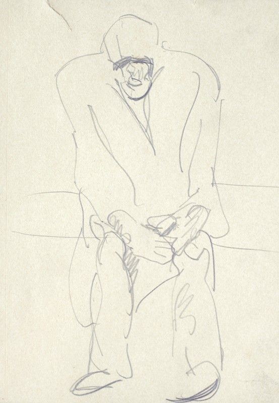 Lorenzo Viani : Uomo seduto  - Matita su carta - Asta Autori dell'800 e 900 - Galleria Pananti Casa d'Aste