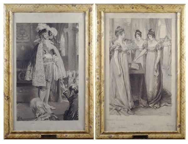 Coppia di quadri  - Matita e biacca su tela - Auction Antiquariato - Galleria Pananti Casa d'Aste