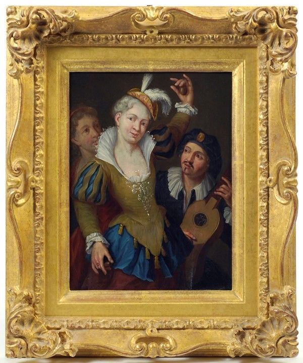Anonimo, XIX sec. : Concertino  - Olio su tavola - Asta Antiquariato - Galleria Pananti Casa d'Aste
