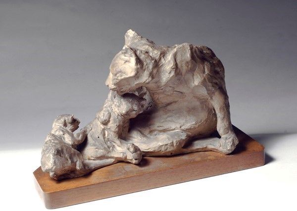 Giuseppe Graziosi : Gatta con gattini  - Gesso - Auction Autori dell'800 e 900 - Galleria Pananti Casa d'Aste